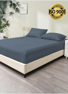 Master Home Textile Queen 100% Rayon Of Bamboo Cooling Fitted Sheet, Fitted Sheet With Elastic 160x200+35 cm, Breathable Silky Soft, Queen Size 3 Pieces  - Image 1