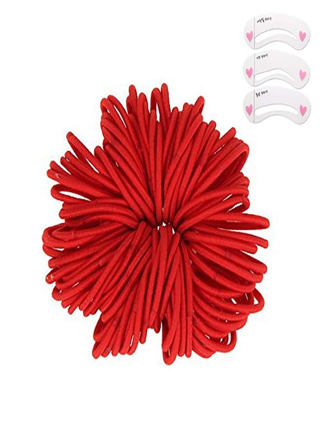 Coobbar 100pcs Women Elastic Hair Ties Band Ropes Ring Ponytail Holder (Red) - Image 1
