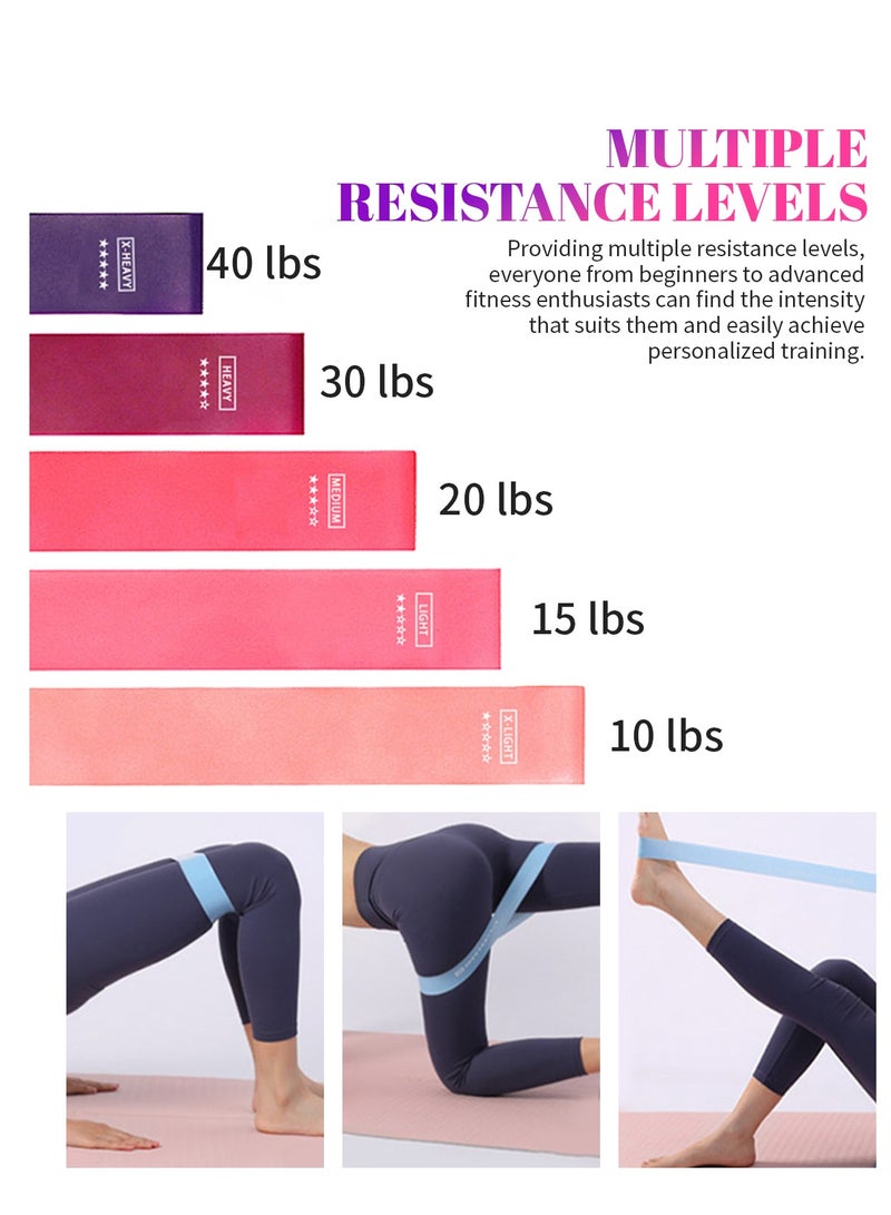 5 Pieces Fitness Resistance Bands Sports Rubber Elastic Stretch Bands 0-40lbs Gym Exercise Loop Bands for Arms, Legs and Buttocks Training