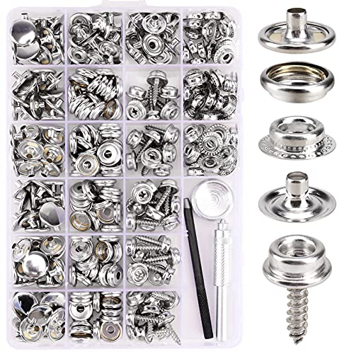 Meifuly 323 Piece Canvas Snap Kit, Meifuly Marine Grade Stainless Steel (Caps, Sockets, Screws, Fabric Base Components) for DIY Cover, Canvas Snap Kit with Material Hole Punch and Setting Tools - Image 1