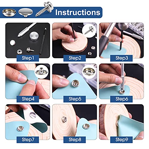 Meifuly 323 Piece Canvas Snap Kit, Meifuly Marine Grade Stainless Steel (Caps, Sockets, Screws, Fabric Base Components) for DIY Cover, Canvas Snap Kit with Material Hole Punch and Setting Tools - Image 4