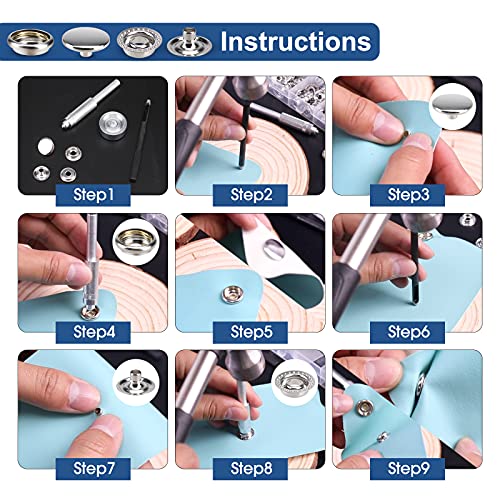 Meifuly 323 Piece Canvas Snap Kit, Meifuly Marine Grade Stainless Steel (Caps, Sockets, Screws, Fabric Base Components) for DIY Cover, Canvas Snap Kit with Material Hole Punch and Setting Tools - Image 5