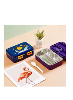 CityRiya-Long Stainless Steel Lunch Box Sealed Bento Box Insulated Lunch Container with Plastic Spoon for Kids Adults School and Office Heated by Hot Water, 627 (Blue)  - Image 4