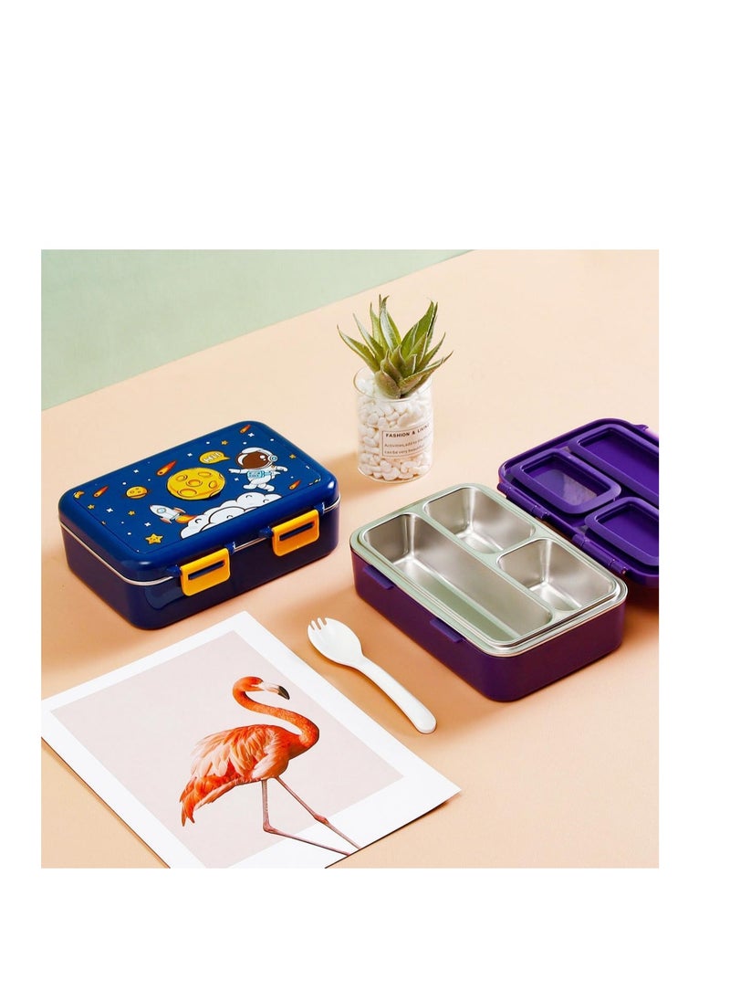 CityRiya-Long Stainless Steel Lunch Box Sealed Bento Box Insulated Lunch Container with Plastic Spoon for Kids Adults School and Office Heated by Hot Water, 627 (Blue)  - Image 4