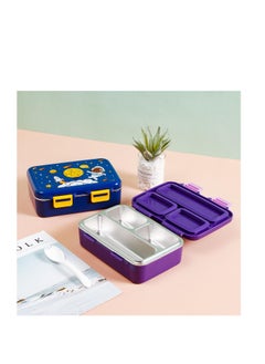 CityRiya-Long Stainless Steel Lunch Box Sealed Bento Box Insulated Lunch Container with Plastic Spoon for Kids Adults School and Office Heated by Hot Water, 627 (Blue)  - Image 5