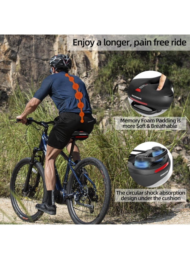 Flushrenic Bike Seat Cushion for Men Women,with Handle & Dual Shock Absorbing Ball Memory Foam,3 Zone Concept Bike Saddle, Soft Wide Waterproof Mountain Bicycle Accessories - Image 4