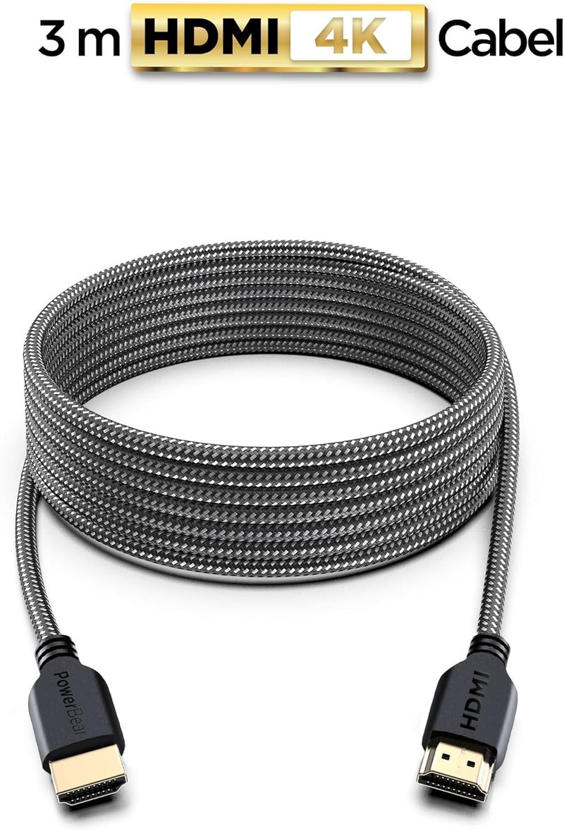 PowerBear 4K HDMI Cable 10 ft | High Speed Hdmi Cables, Braided Nylon & Gold Connectors, 4K @ 60Hz, Ultra HD, 2K, 1080P, ARC & CL3 Rated | for Laptop, Monitor, PS5, PS4, Xbox One, Fire TV, & More - Image 2