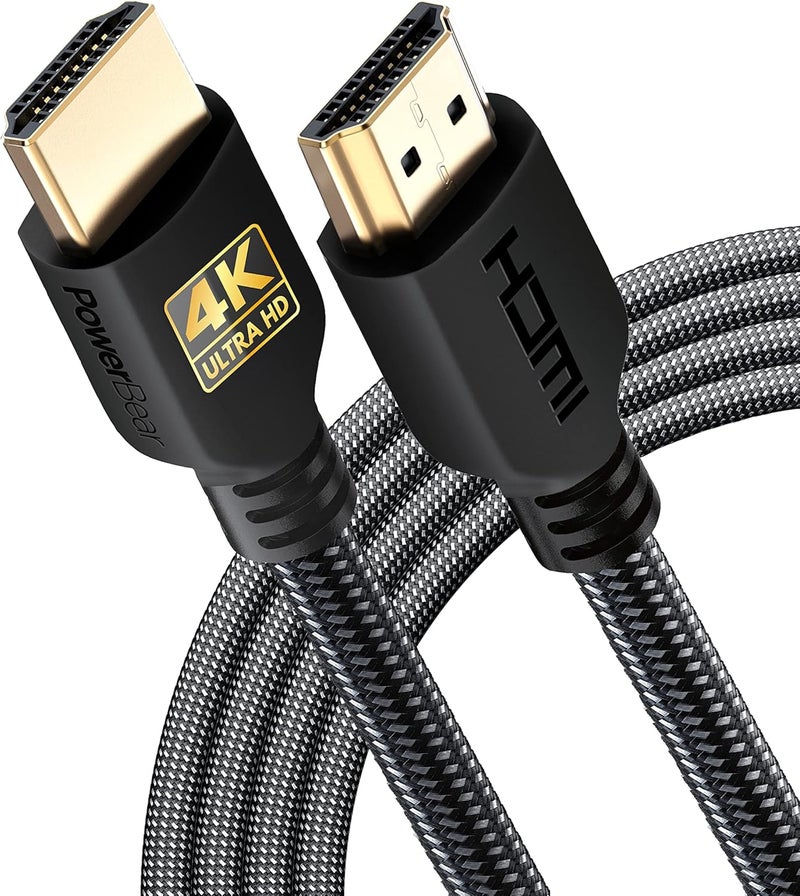PowerBear 4K HDMI Cable 10 ft | High Speed Hdmi Cables, Braided Nylon & Gold Connectors, 4K @ 60Hz, Ultra HD, 2K, 1080P, ARC & CL3 Rated | for Laptop, Monitor, PS5, PS4, Xbox One, Fire TV, & More - Image 1