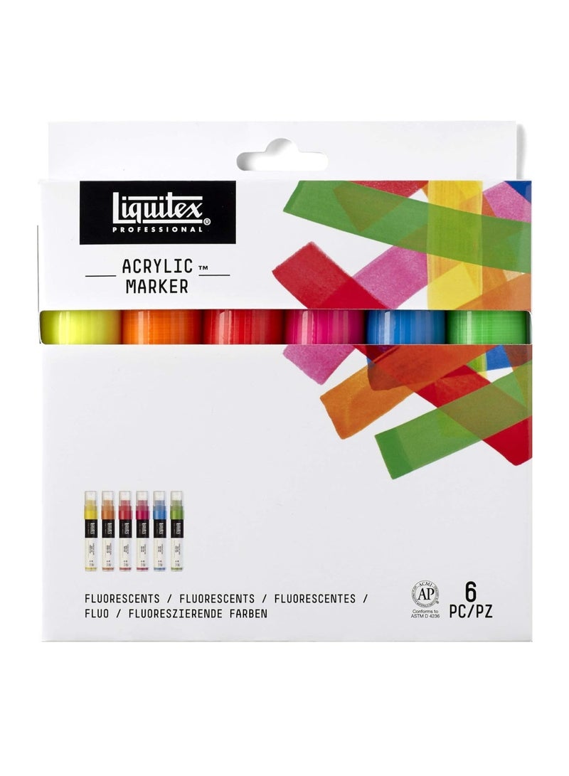 Liquitex 6-Piece Professional Paint Marker Set Flourescent Colours - Image 1