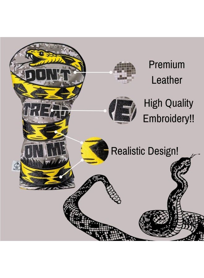 Pins & Aces Golf Co. Don't Tread On Me Premium Fairway Headcover - Quality Leather, Hand-Made Wood Head Cover - Style Customize Your Golf Bag - Tour Inspired, American, Patriotic Classic Design - Image 2