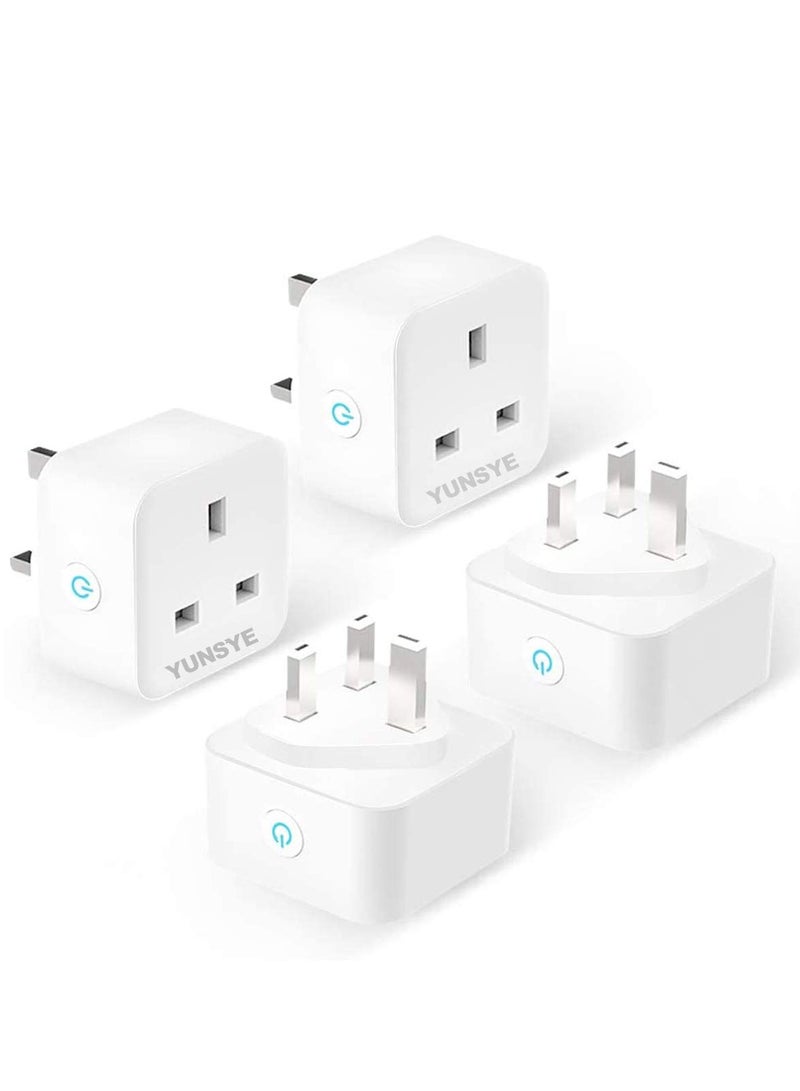 YUNSYE Smart Plug 13A WiFi Smart Socket Works with Alexa Echo Google Home, Timing Function Remote Control No Hub Required 4 Pack - Image 1