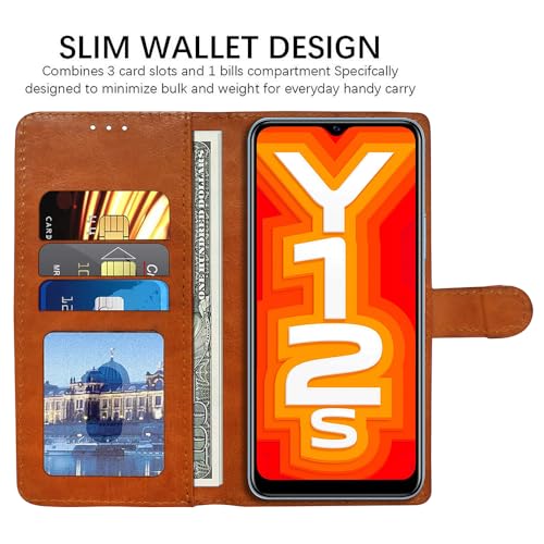 Casotec Flip Cover Back Case | Premium Leather Finish | Inbuilt Pockets & Stand | Flip Cover Back Case for Vivo Y20 (2021) / Y20A / Y20G (2021) / Y20S / Y20T (CamelBlue) - Image 4