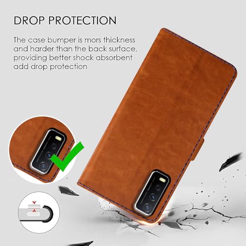 Casotec Flip Cover Back Case | Premium Leather Finish | Inbuilt Pockets & Stand | Flip Cover Back Case for Vivo Y20 (2021) / Y20A / Y20G (2021) / Y20S / Y20T (CamelBlue) - Image 3