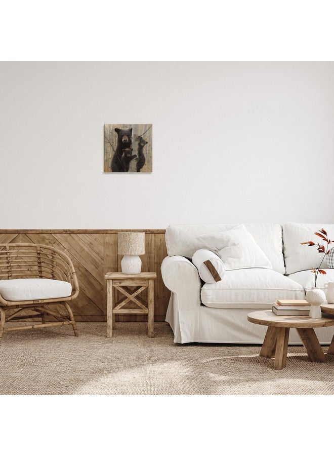 Stupell Industries Black Bear and Cubs Soft Birch Tree Forest, Design by Collin Bogle Canvas Wall Art, 17x17, Brown - Image 2