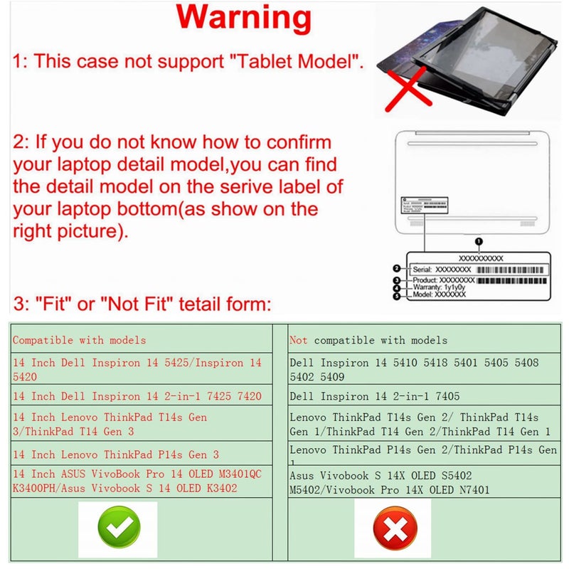 Alapmk Protective Case for Dell Inspiron 14 5425 5420 5430/Inspiron 14 2-in-1 7425 7420/Inspiron 14 Plus 7420 14"&case for Asus Vivobook S 14 OLED K3402/M3402,Black - Image 2