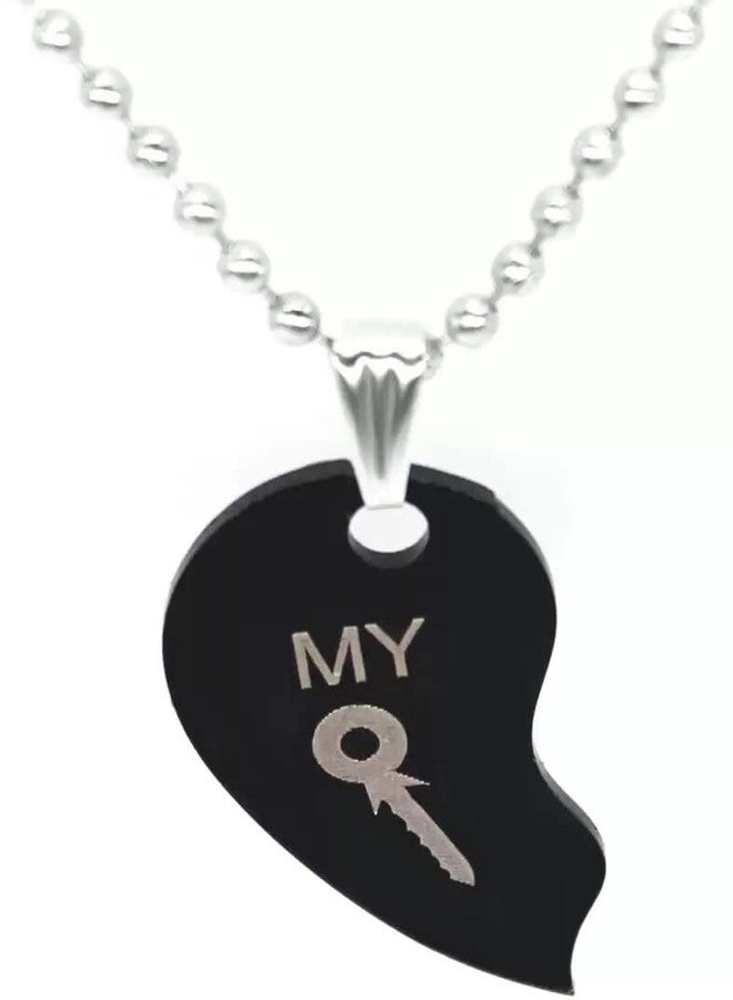 VIEN Valentine Special Couple Red & Black Dual Love you Heart Pendant Chain Stainless Steel - Image 3