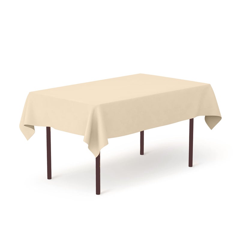 Pomp Beige 60 x 84 Premium Polyester Tablecloth  Wrinkle  Stain Resistant Easy Care Fabric  Fits 6FT Rectangle Table