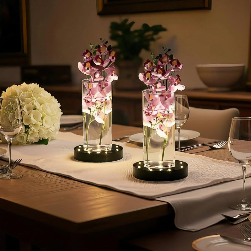 Simplelight4you Store Simplelight 6 Inch Round LED Light Base- for Glass Art, Ideal Led Display for Vases-AA Batteries Included - (6inch Round Vase Base Light, White), Set of 6 - Image 3