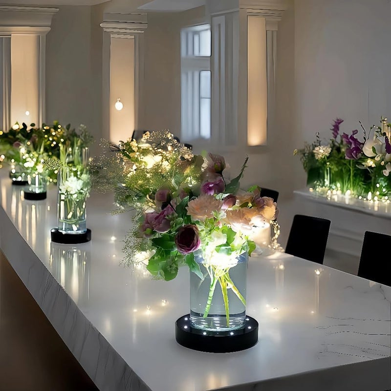 Simplelight4you Store Simplelight 6 Inch Round LED Light Base- for Glass Art, Ideal Led Display for Vases-AA Batteries Included - (6inch Round Vase Base Light, White), Set of 6 - Image 5