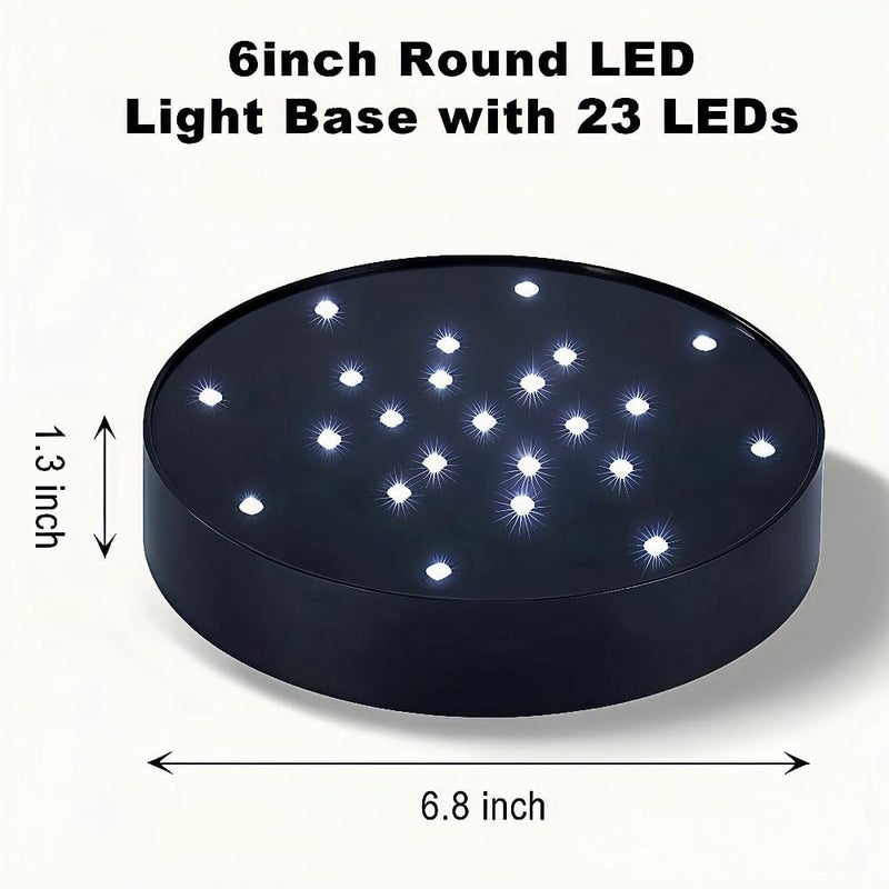 Simplelight4you Store Simplelight 6 Inch Round LED Light Base- for Glass Art, Ideal Led Display for Vases-AA Batteries Included - (6inch Round Vase Base Light, White), Set of 6 - Image 2