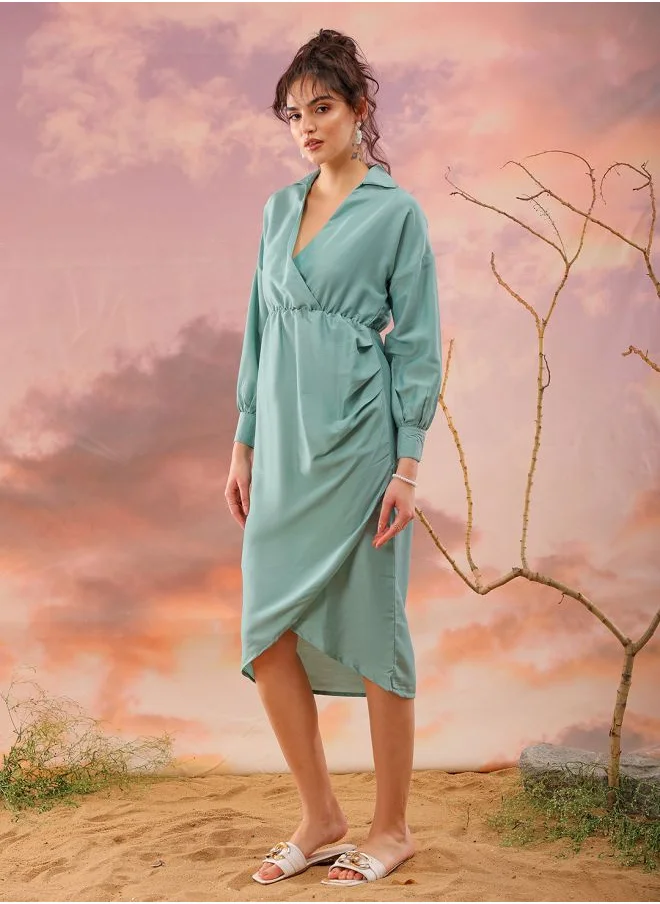 Freehand Women Regular Fit Casual Solid Wrap Dress