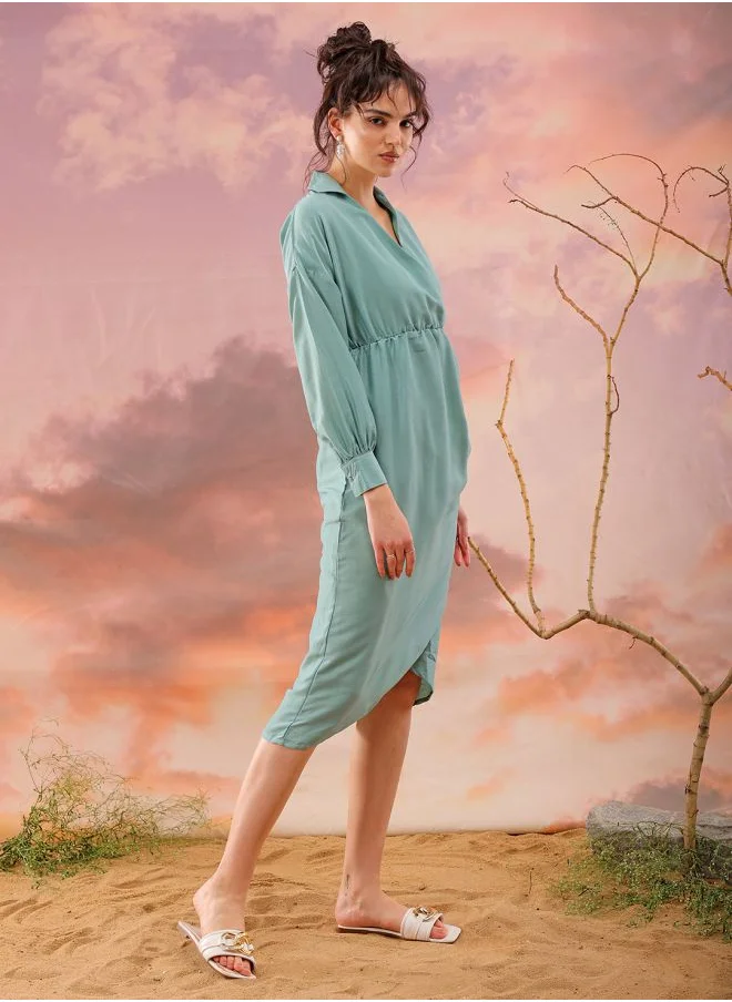 Freehand Women Regular Fit Casual Solid Wrap Dress