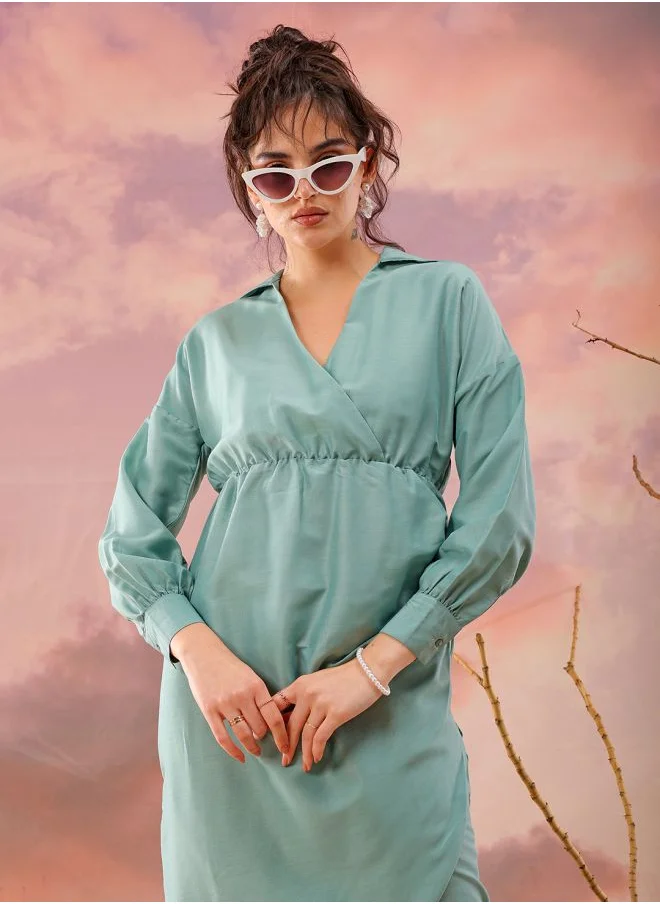 Freehand Women Regular Fit Casual Solid Wrap Dress