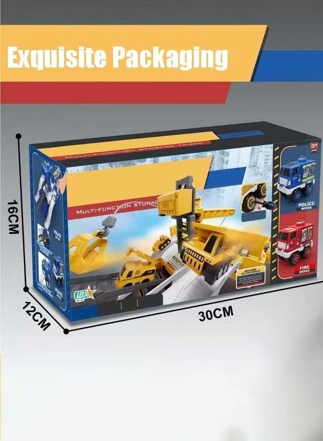 Large Race Track Transport Truck Toys - STEM Montessori Educational Car Playset, Thinking & Fine Motor Skill Learning Toy, Kids Race Track with Yellow Truck, Birthday Gift for 3 Year Old Boys - Image 2
