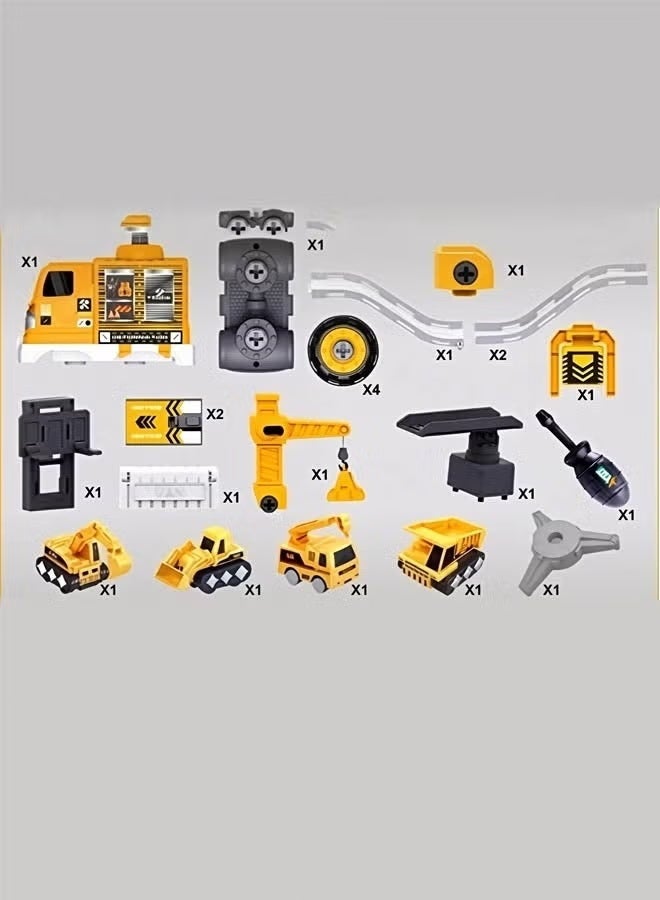 Large Race Track Transport Truck Toys - STEM Montessori Educational Car Playset, Thinking & Fine Motor Skill Learning Toy, Kids Race Track with Yellow Truck, Birthday Gift for 3 Year Old Boys - Image 5