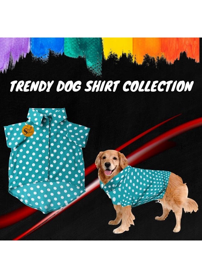 Sage Square Funky Soft Material Dog Shirt | Cool/Funky Print Pet | Soft Light Weight | Comfortable & Breathable Dog Clothing | Trendy Vest Outfit (Medium - 18 Inch) (Polka Sky Blue)  - Image 2