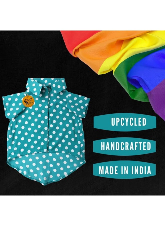 Sage Square Funky Soft Material Dog Shirt | Cool/Funky Print Pet | Soft Light Weight | Comfortable & Breathable Dog Clothing | Trendy Vest Outfit (Medium - 18 Inch) (Polka Sky Blue)  - Image 4