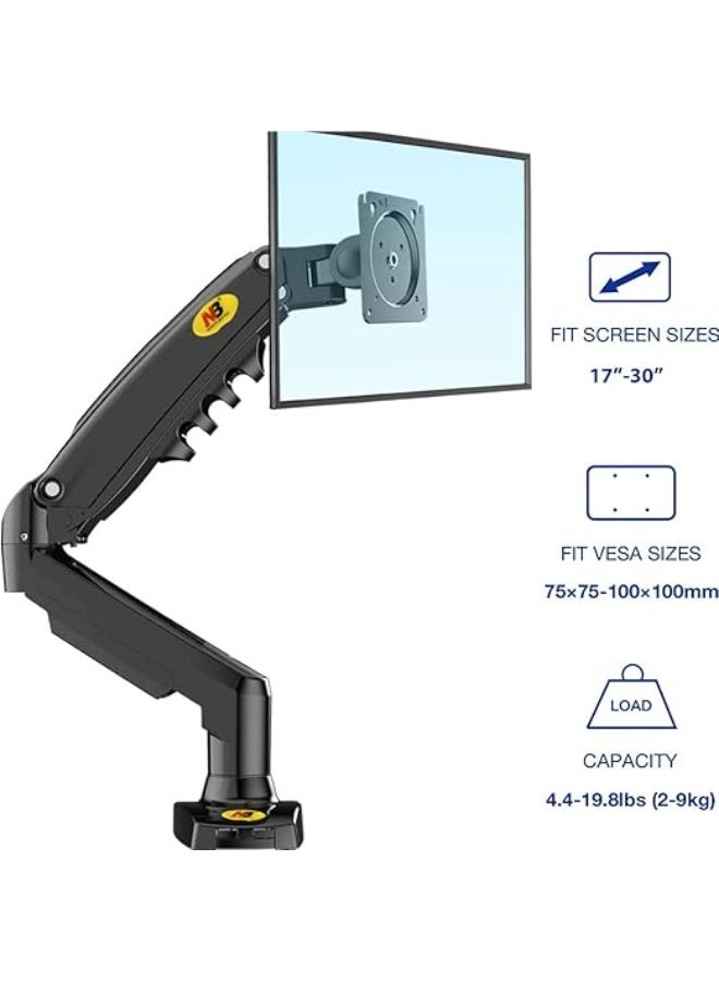 17-30 Inch Adjustable Monitor Arm with Gas Spring for Desk or Desktop Mount, LED TV Mount, Swivel, Tilt, Full Motion - F80 - Image 4