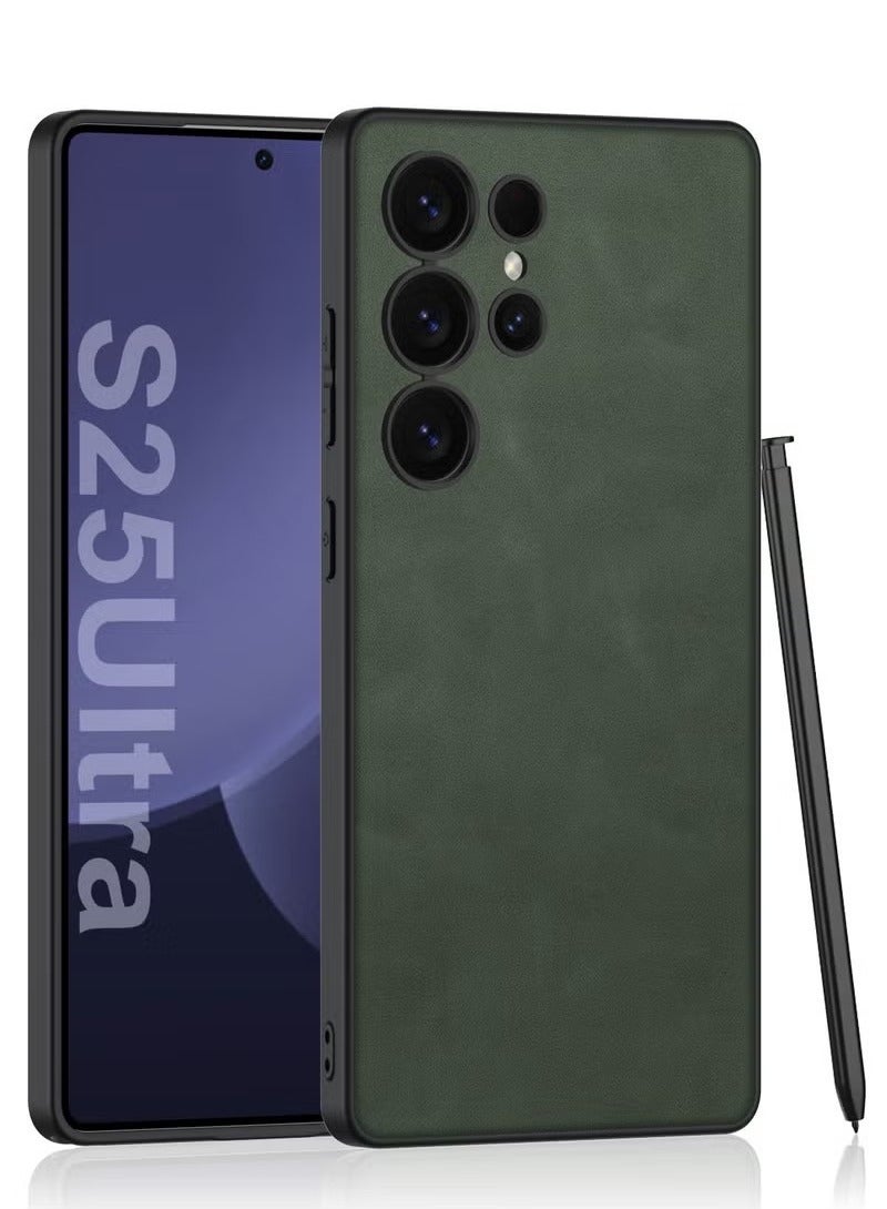 Luxury Matte Leather Case for Samsung Galaxy S25 Ultra (2025) , Ultra-Thin, Anti-Drop, All-Round Protection Phone Cover Support Wireless Charging with Pen Slot Design - Pen Not Included - Image 1