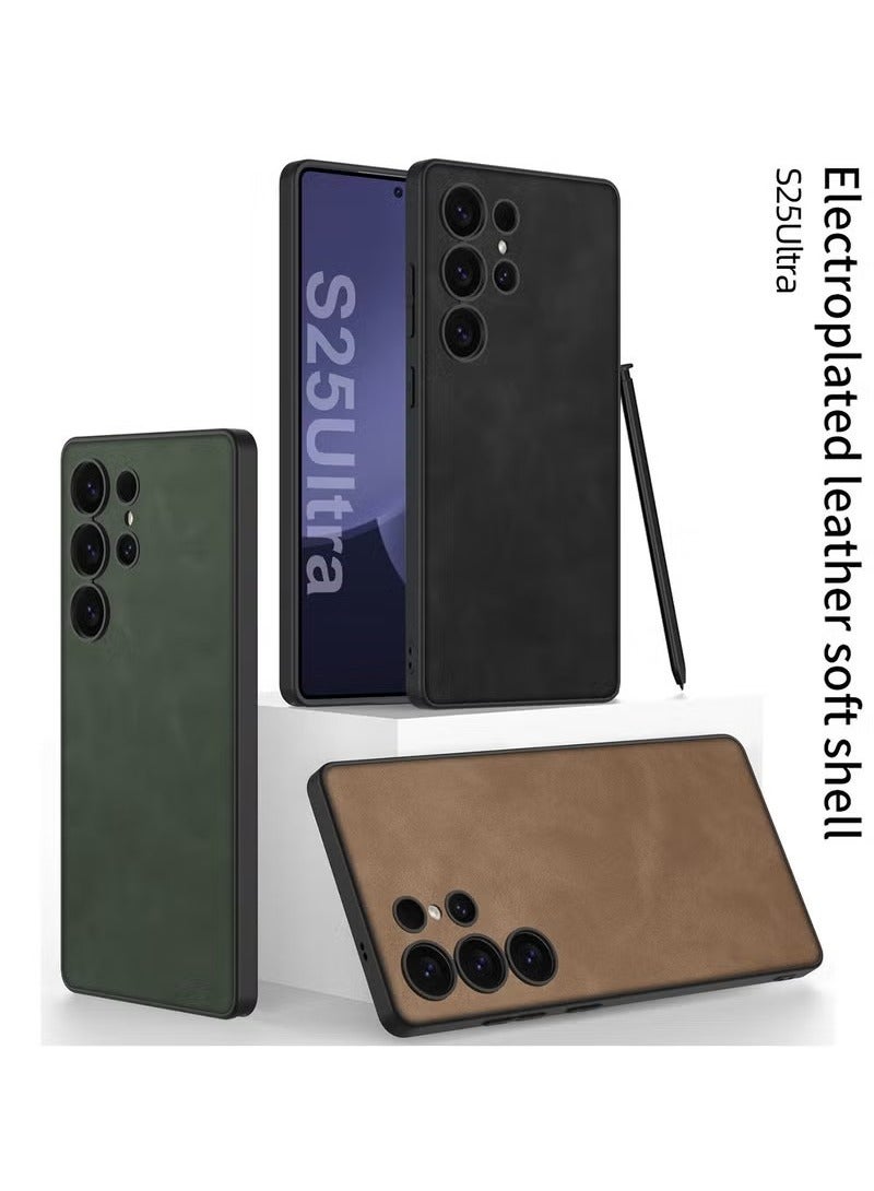 Luxury Matte Leather Case for Samsung Galaxy S25 Ultra (2025) , Ultra-Thin, Anti-Drop, All-Round Protection Phone Cover Support Wireless Charging with Pen Slot Design - Pen Not Included - Image 2
