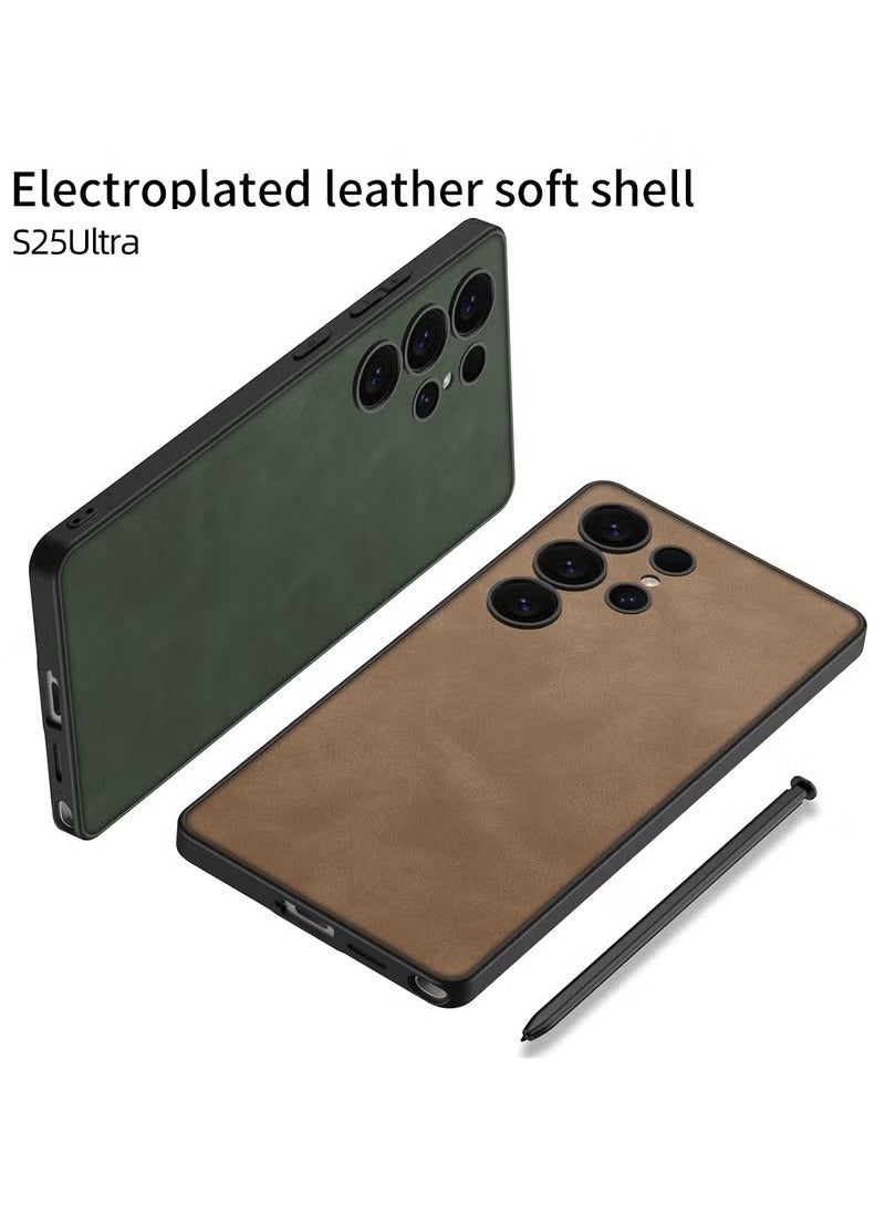 Luxury Matte Leather Case for Samsung Galaxy S25 Ultra (2025) , Ultra-Thin, Anti-Drop, All-Round Protection Phone Cover Support Wireless Charging with Pen Slot Design - Pen Not Included - Image 3