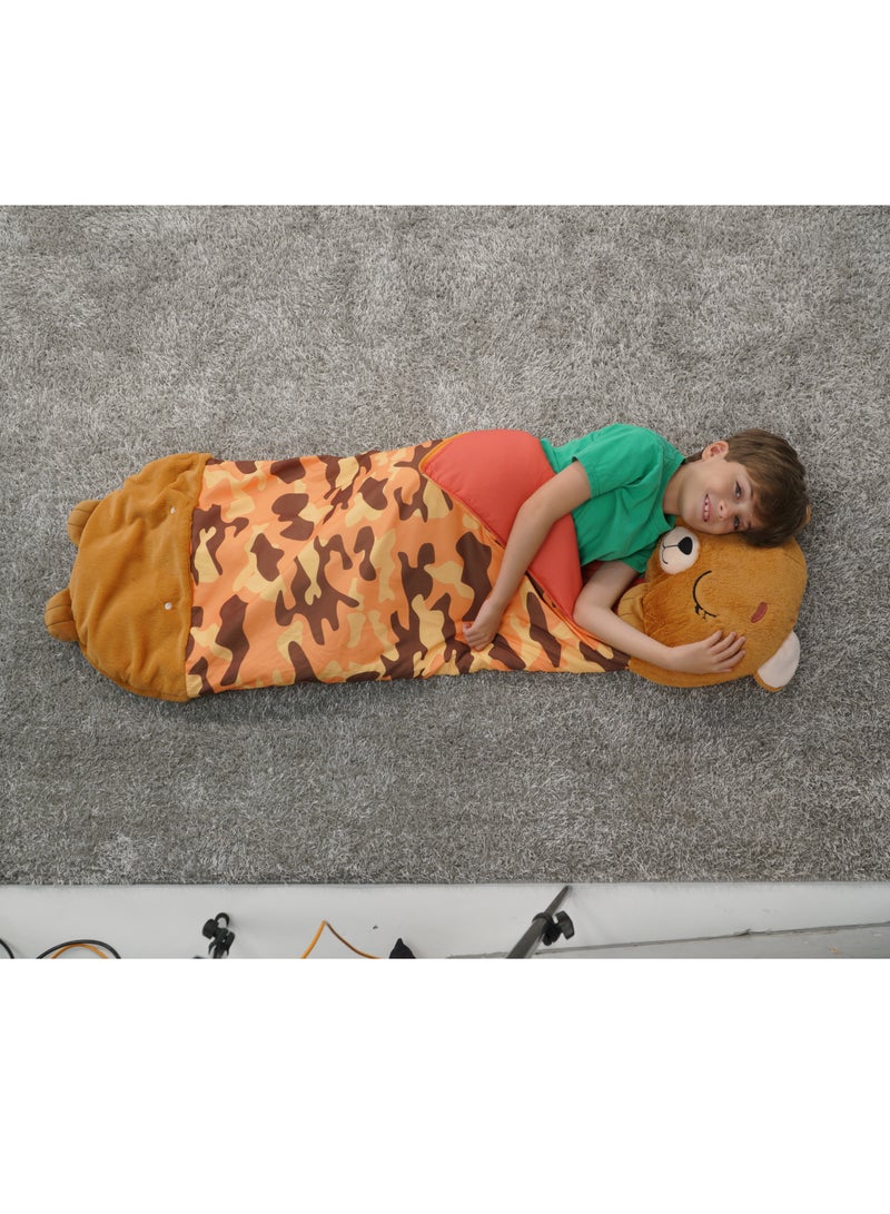 Happy Nappers أكياس نوم هابي ناببرز بيني الدب البني كبير - 30 بوصة × 66 بوصة | كيس نوم | مريح، دافئ، مضغوط وناعم للغاية! | وسادة فاخرة | قابلة للغسل في الغسالة | هدية مثالية للأطفال - Image 2