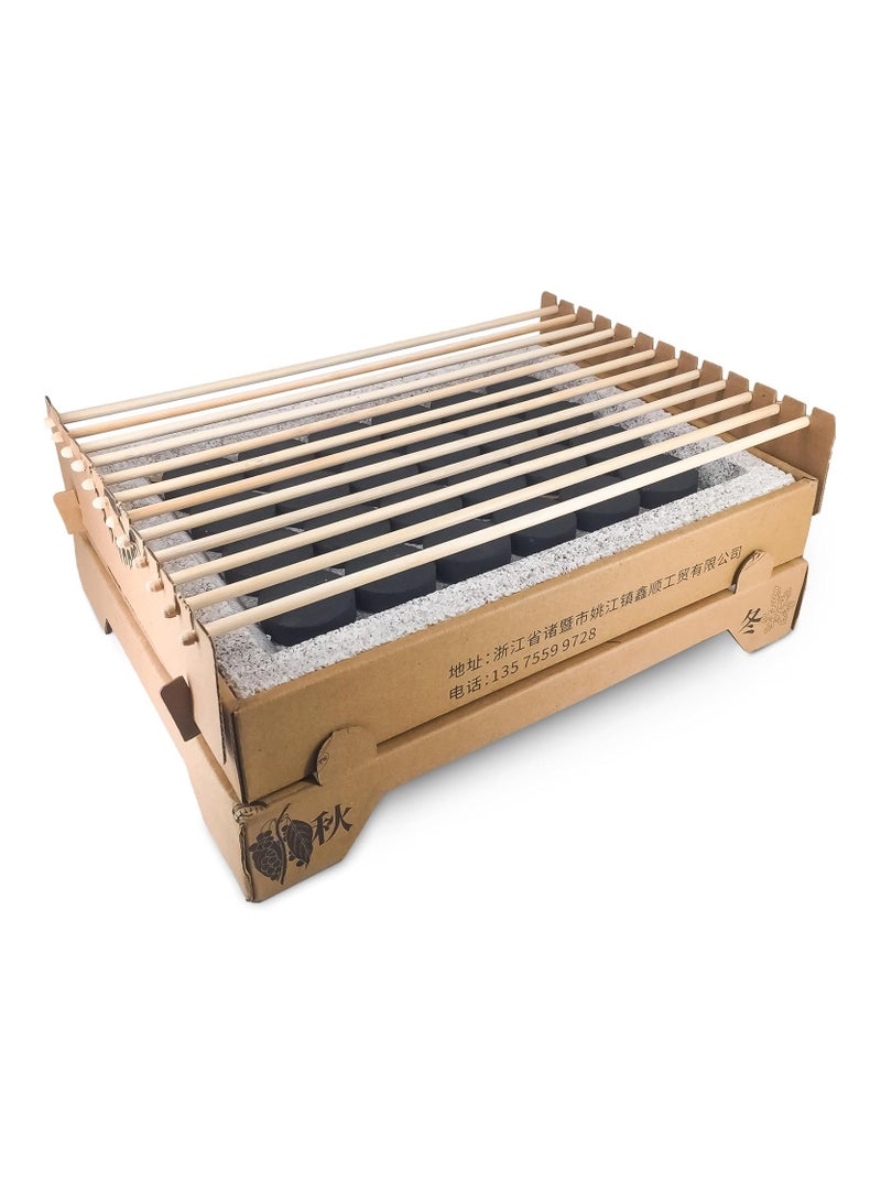 Eco-friendly, disposable barbecue, made from natural materials, ready to use in 5 minutes, over an hour, fully lit, quick-igniting charcoal, less CO2 emissions, size 33cm*24cm  - Image 1