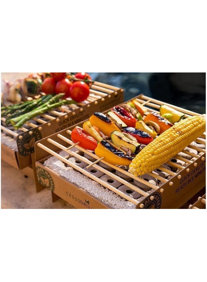 Eco-friendly, disposable barbecue, made from natural materials, ready to use in 5 minutes, over an hour, fully lit, quick-igniting charcoal, less CO2 emissions, size 33cm*24cm  - Image 4