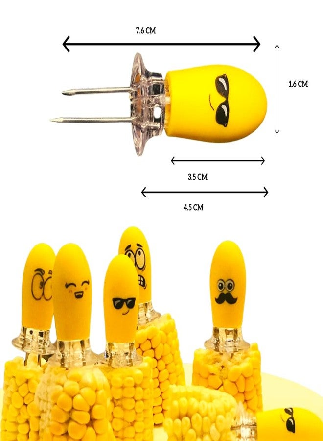 fumiko Generic Emotions Corn Holders, Yellow, 10-Piece Set, Stainless Steel & Silicone, 3.15 Inches, Corn Skewer, 12134358031 - Image 5