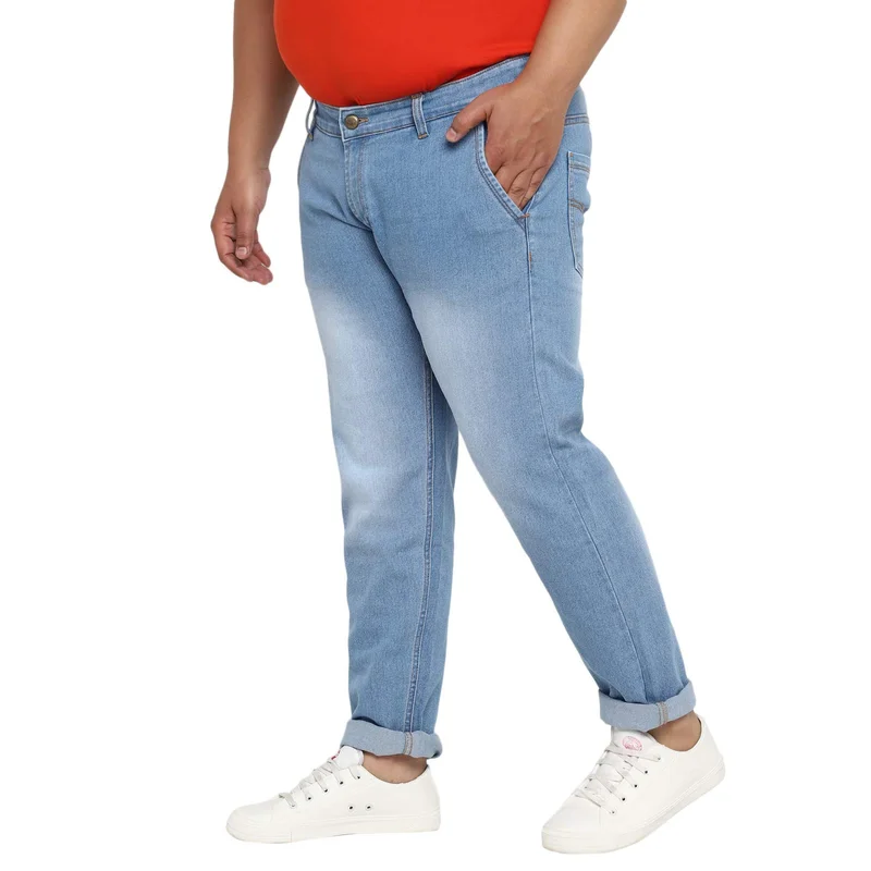 Urbano Plus Men's Light Blue Regular Fit Denim Jeans Stretchable