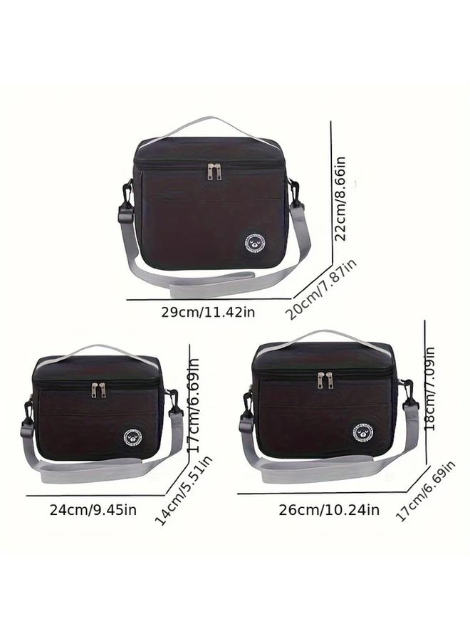 Large Insulated Lunch Bag Black Leak Proof Multiple Compartments for School Office Picnic - Image 3
