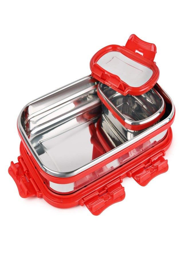 dhavl Click It Stainless Steel Lunch Pack for Office & School Use (Veg Box Included Red), Capacity - 175-1pc, 925ml-1pc - Image 1