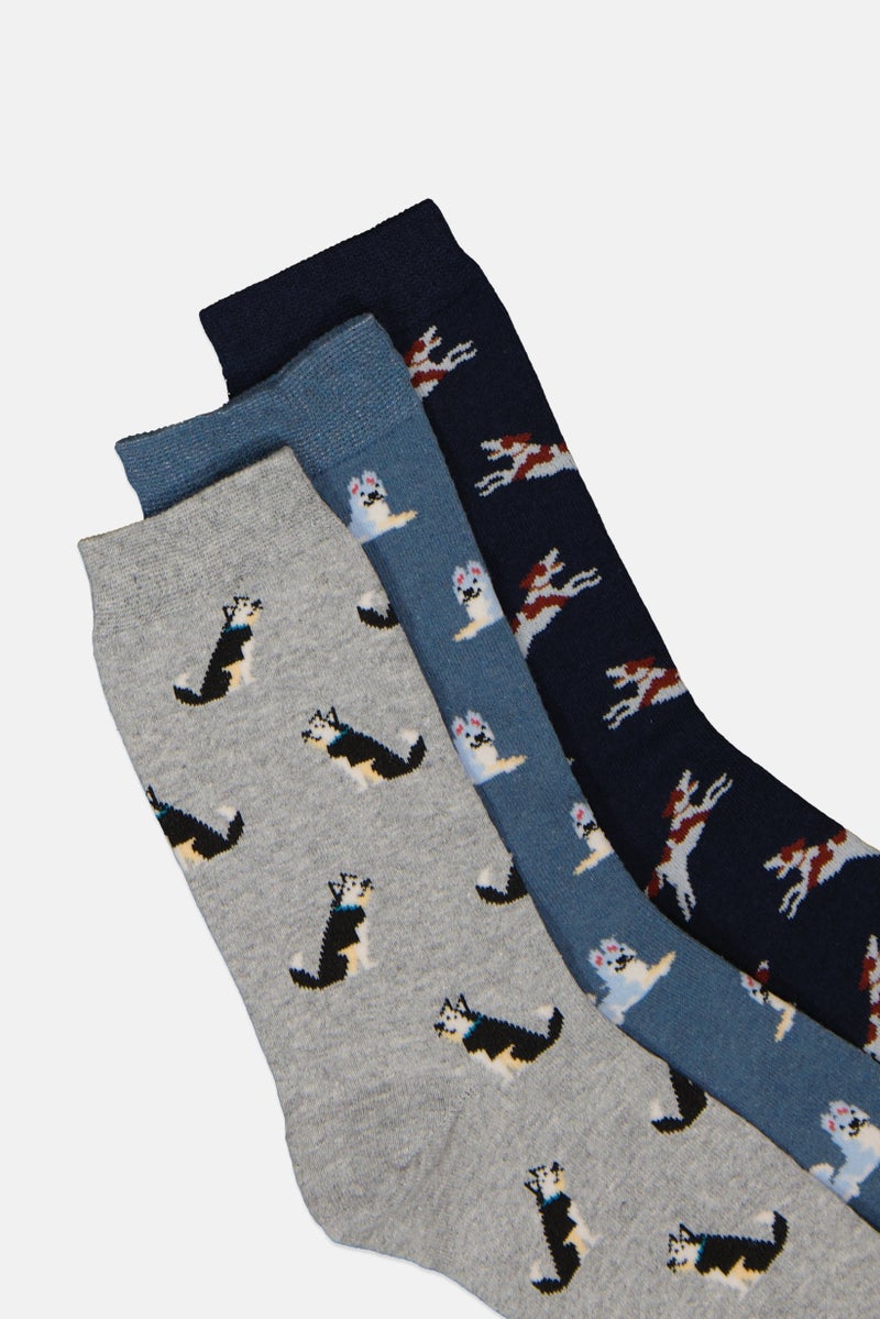 The Orrsum Sock Co Men 4 Pairs Graphic Print Dog And Rose Socks, Multicolor - Image 2
