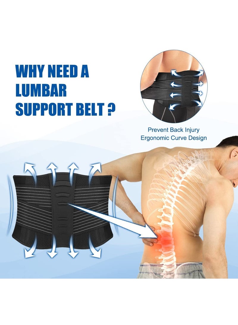 SYOSI Lower Back Support Brace Belt with 3 Large Stays for Men and Women Sciatica Pain Relief Hole Mesh Double Compression Size M Waist 25.6'' to 37.4''  - Image 2
