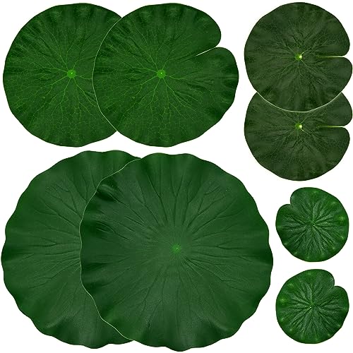 IFAMIO Artificial Floating Foam Lotus Leaves Decor for Pond Aquarium and Stage Realistic Lotus Foliage Green Plant for Fish Pool Decoration Pack of 8 4 Sizes 10 15 20 28cm - Image 1