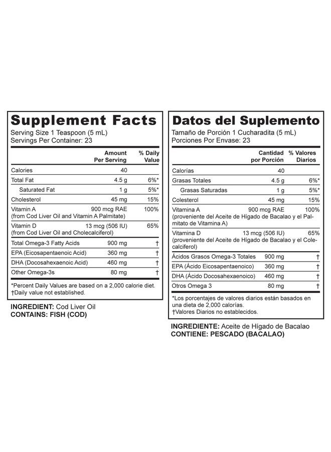 دي لا كروز زيت كبد سمك القد السائل من دي لا كروز - زيت سمك أيسلندي نقي من البرية، 4 أونصة سائلة (118 مل) - Image 4