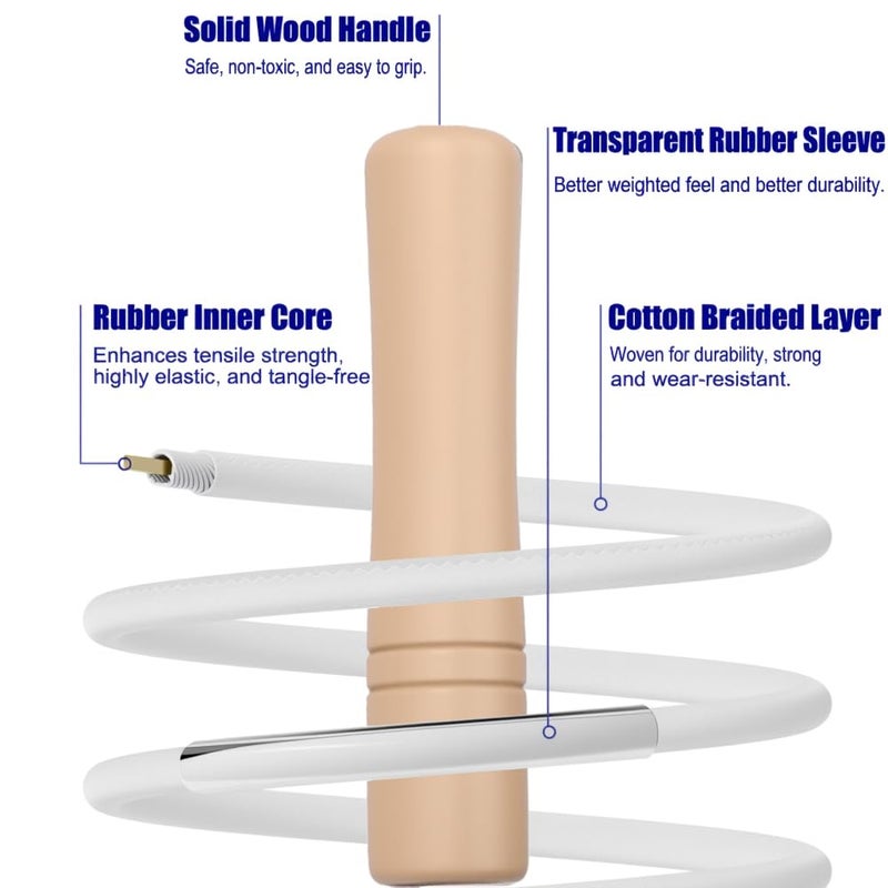Homello Jump Rope for Kids - Wooden Handle - Adjustable Cotton Braided Fitness Skipping Rope for Toddler Fitness Workout Exercise Outdoor Activity (White) - Image 2