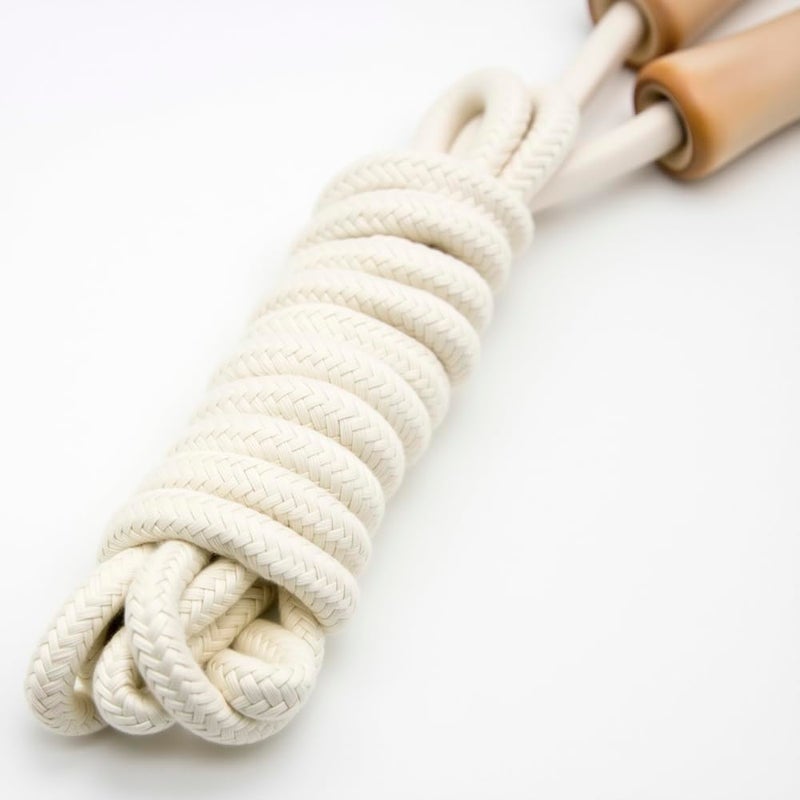 Homello Jump Rope for Kids - Wooden Handle - Adjustable Cotton Braided Fitness Skipping Rope for Toddler Fitness Workout Exercise Outdoor Activity (White) - Image 5