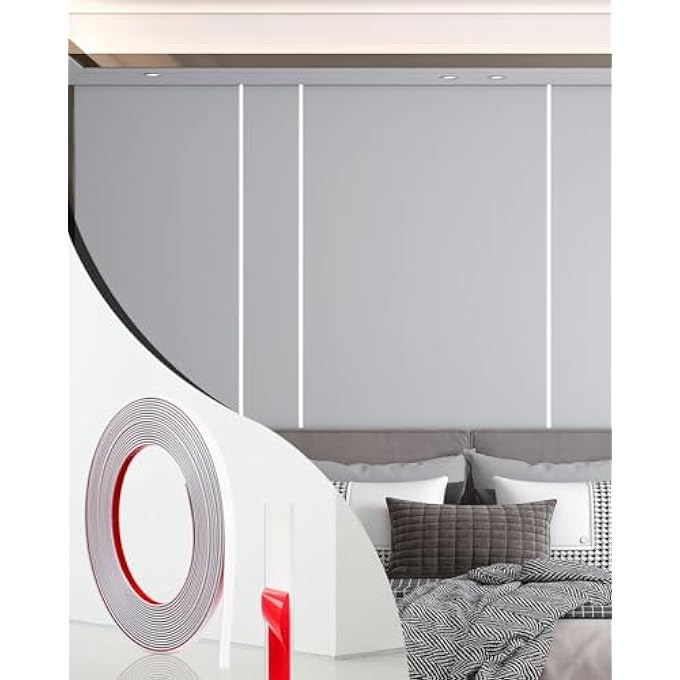 20FT PEEL AND STICK TRIM, WIDTH 0.25" WATERPROOF MOLDING FOR WALLS EDGES, BORDERS, WINDOW FRAMES, BACKSPLASH TILES, FLEXIBLE AND SELF ADHESIVE TRIM, WHITE - Image 1