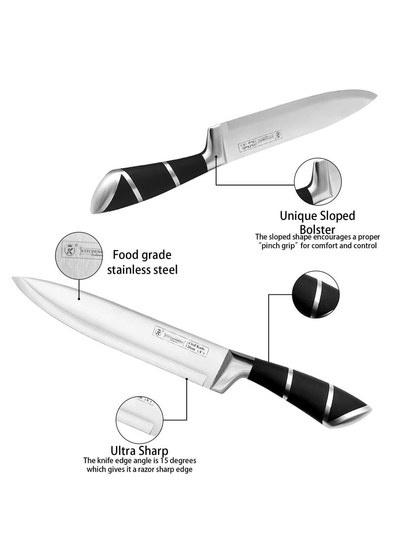 Set 9-Pieces Kitchen Knife,Chef Knives Block Set, Stainless Steel Knife Set for Cutting Slicing Dicing Chopping Silver  - Image 4